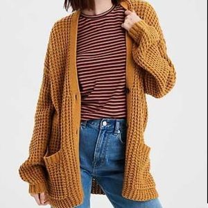 American eagle slouchy waffle cardigan sweater